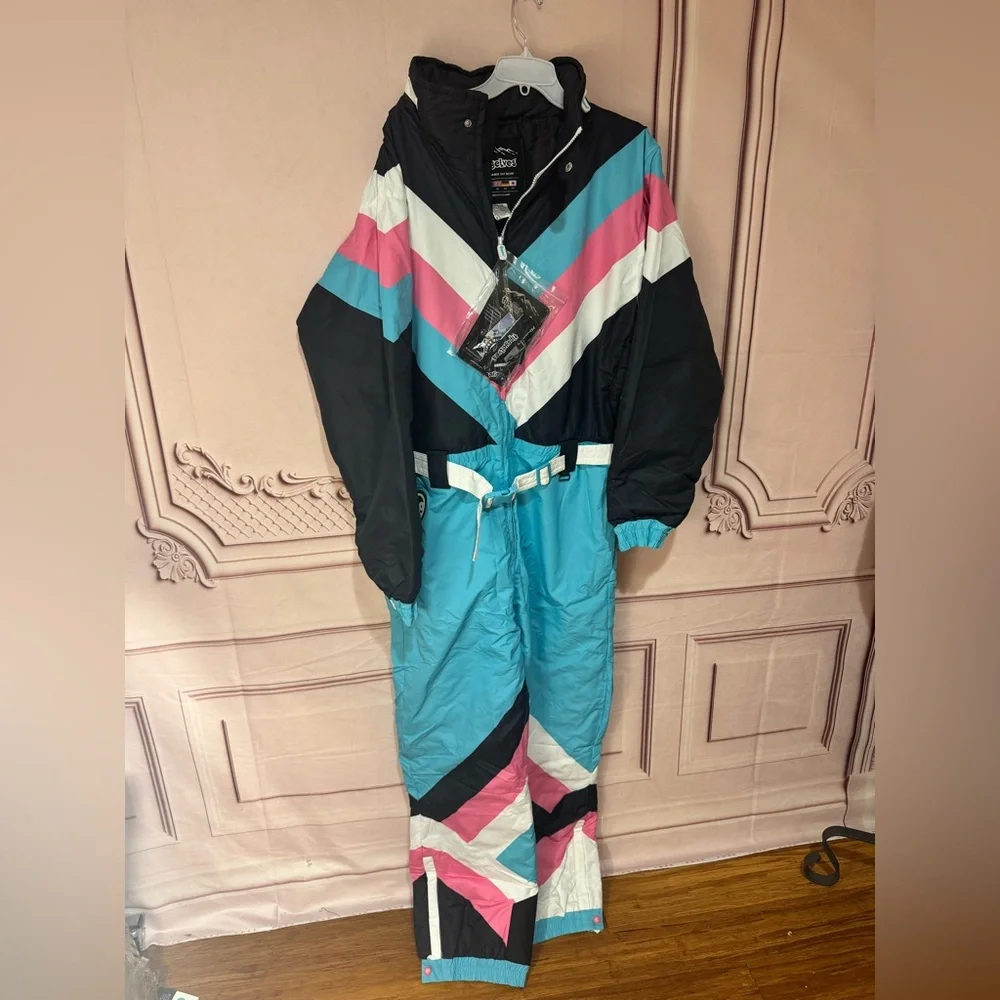 Tipsy Elves Mens XL Pastel Pro Snow Suit Retro Chevron Ski Snowboard Insulated - Picture 7 of 11
